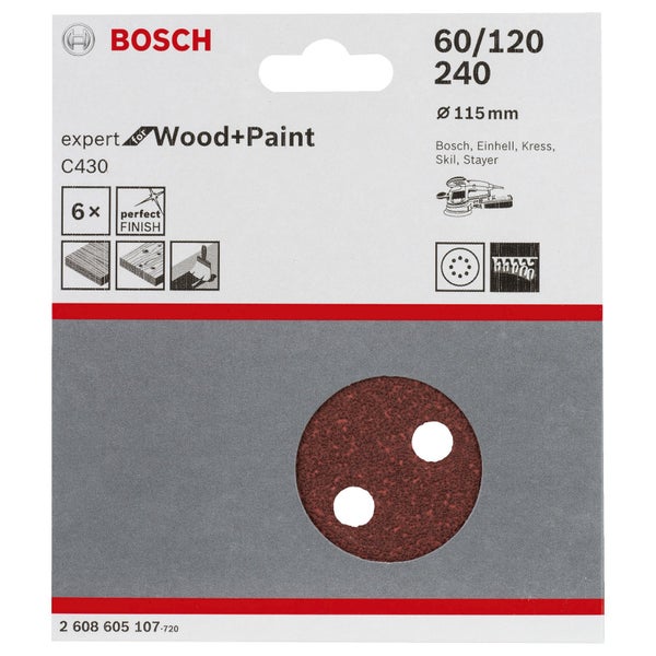 Bosch Expert Schleifpapier für Holz und Farbe, Durchmesser 115 Millimeter