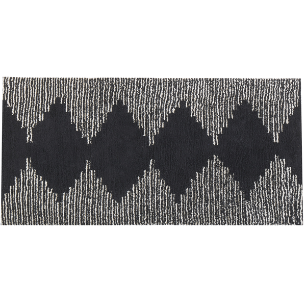Teppich BATHINDA Schwarz / Weiß 80 x 150 cm Baumwolle