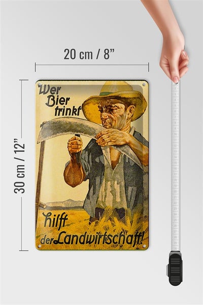 Blechschild Spruch 20x30cm wer Bier trinkt Landwirtschaft