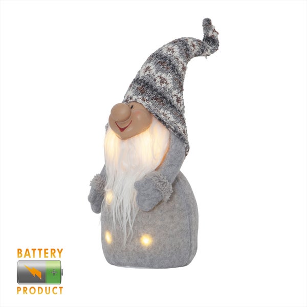 Dekofigur Zwerg mit Beleuchtung und Mütze