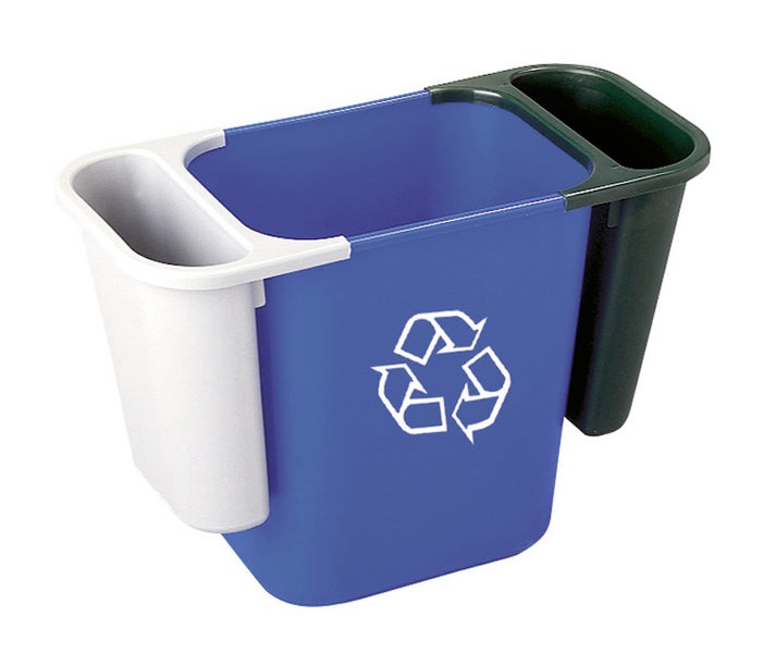 PROREGAL Rubbermaid Rechteckiger Abfallbehälter Aus Polyethylen 26,6 Liter HxBxT 38,1 x 26 x 36,3 cm Blau Mit Recyclingsymbol