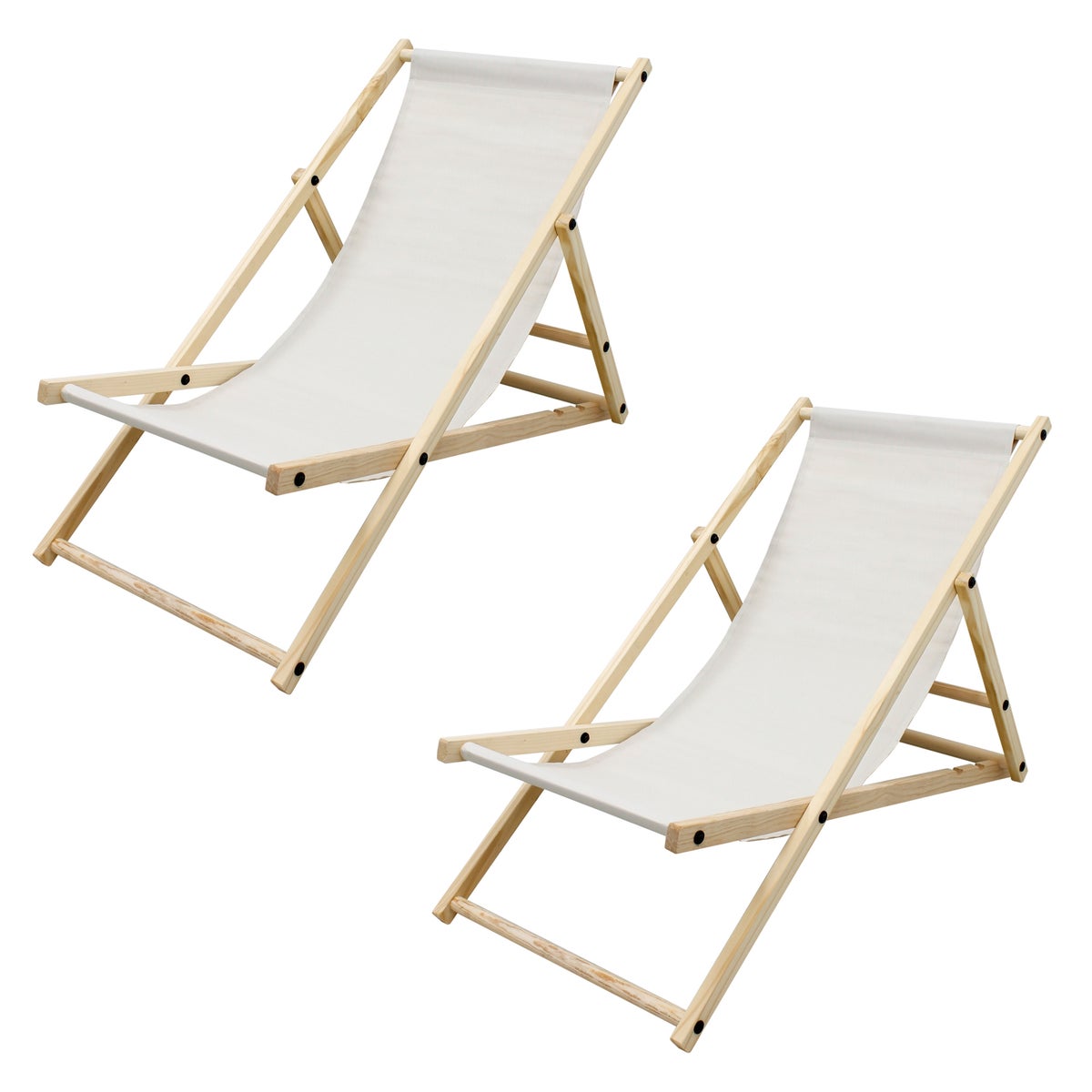 ECD Germany 2er Set Liegestuhl klappbar aus Holz, 3 Liegepositionen, Beige, bis 120kg, Gartenliege Sonnenliege Relaxliege Strandliege Liege Strandstuhl Klappstuhl, für den Garten, Terrasse und Balkon