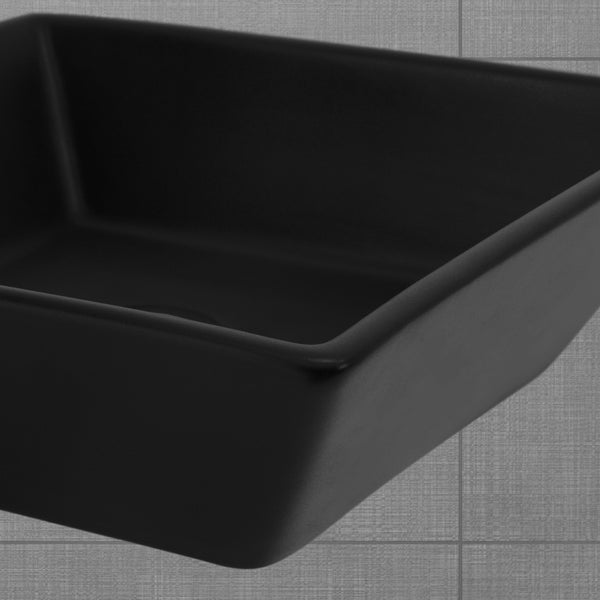 ML-Design Waschbecken aus Keramik in Schwarz matt 41x41x12 cm Quadratisch, Moderne Aufsatzwaschbecken, Design Waschtisch Aufsatz-Waschschale Waschplatz Handwaschbecken, für das Badezimmer und Gäste-WC