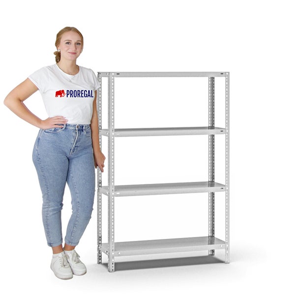 PROREGAL Fachbodenregal Schraubsystem Medium-Duty Grundregal HxBxT 150 x 100 x 30 cm 4 Ebenen Fachlast 200 kg Beidseitig Nutzbar Lichtgrau