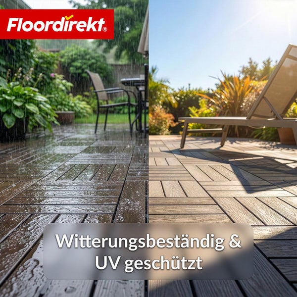 Terrasse mit wetterbeständigen und UV-geschützten Terrassenfliesen