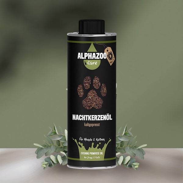 ALPHAZOO Premium Nachtkerzenöl 500ml für Hunde und Katzen I Vitale Haut und strahlendes Fell