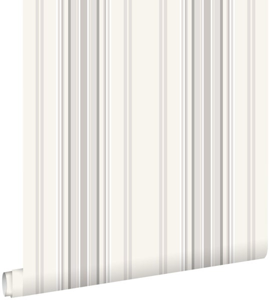 ESTAhome Tapete Streifen Grau und Beige - 53 cm x 10.05 m - 138805