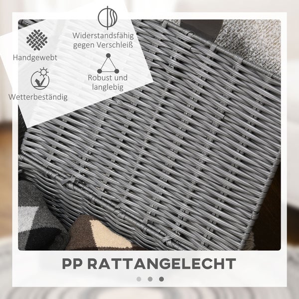 HOMCOM Aufbewahrungskorb aus Kunststoff, 3er-Set, mit Deckel und Schnallen, Ordnungsboxen für Schlafzimmer, Wohnzimmer, 18L, 12L, 7L, PP, Metall,  Grau