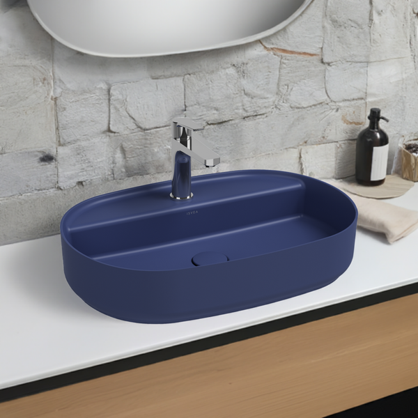 Isvea Waschbecken Oval Aufsatzwaschbecken Badezimmer Blau