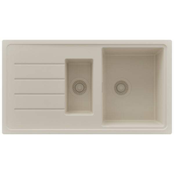 Spüle aus Granit mit zwei Becken und Abtropffläche