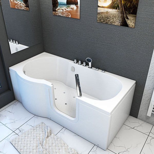 Sitzbadewanne Senioren Wanne Sitzwanne mit Tür S12-TH-AIR-R 85x170 cm