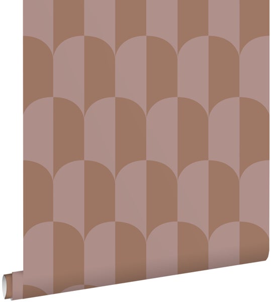 ESTAhome Tapete Art Decó Muster Altrosa und Braun - 53 cm x 10.05 m - 131235