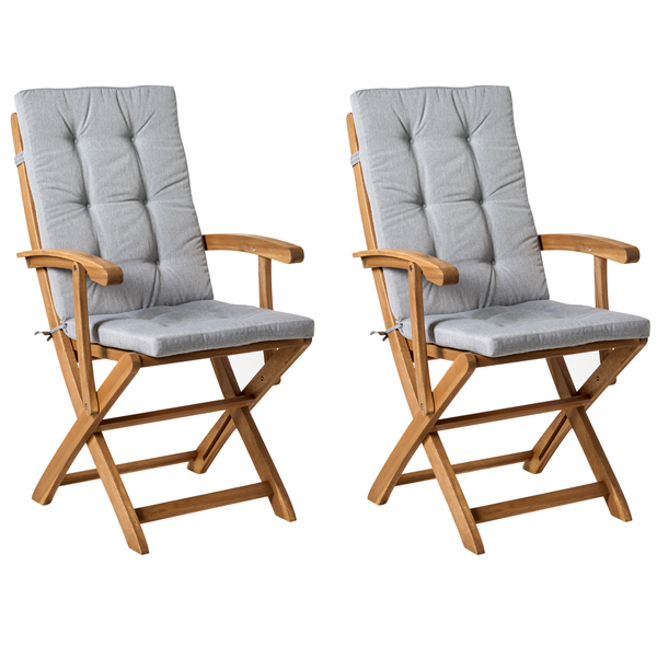 Set mit 2 Stühlen und Sitzkissen MAUI PREMIUM Akazienholz Grau