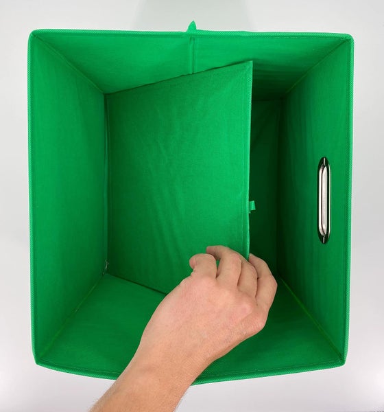 ADOB 3er Set Faltbox, Aufbewahrungsbox, Aufbewahrungskiste in Würfelform mit Griff, Farbe Grün