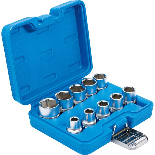 BGS Steckschlüssel-Einsatz-Satz Sechskant Antrieb Innenvierkant 12,5 mm (1/2) Zollgrößen 10tlg. - 2434