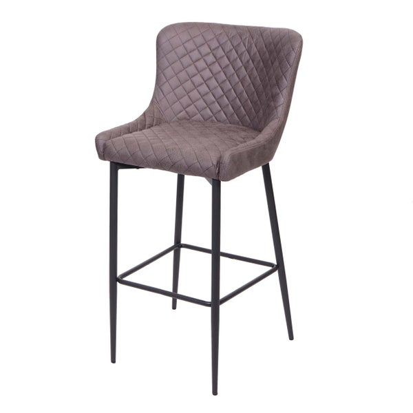 Barhocker mit Rautenmuster und Metallbeinen