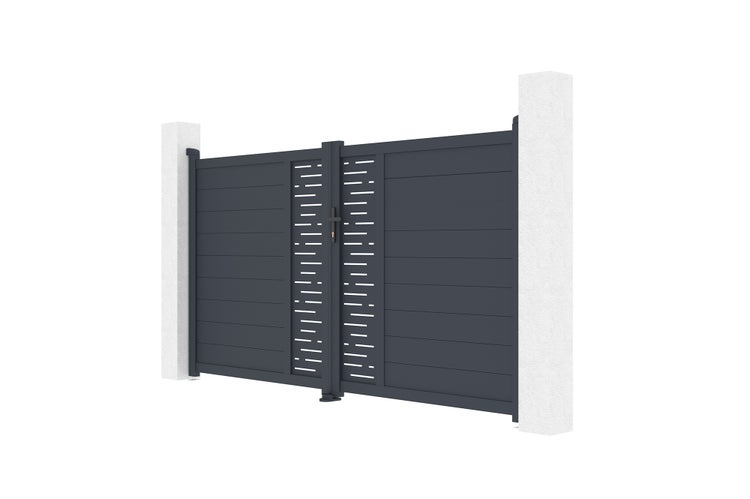 Doppelflügeltor aus Aluminium 3m ARLBERG 300B160 Grau
