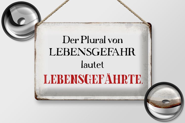 Blechschild Spruch 30x20cm plural von Lebensgefahr lautet