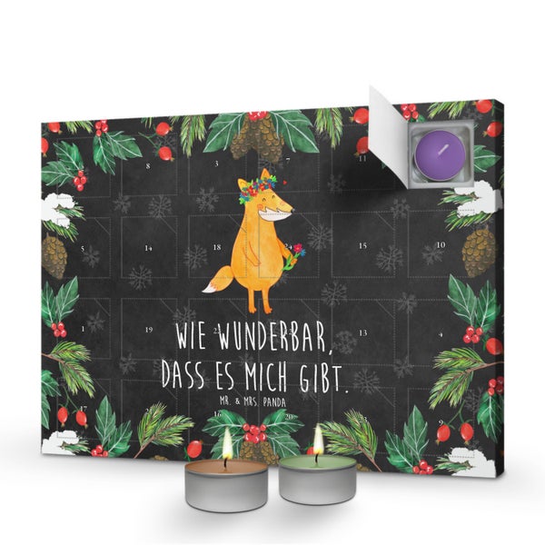 Mr. & Mrs. Panda Duftkerzen Adventskalender Fuchs Blumen - Schwarz