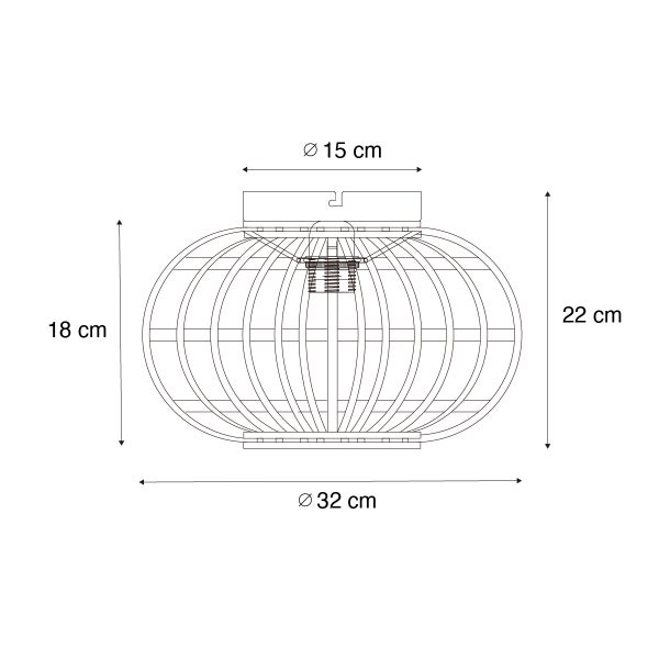 Technische Zeichnung einer Deckenleuchte mit den Maßen 15, 18, 22 und 32 cm