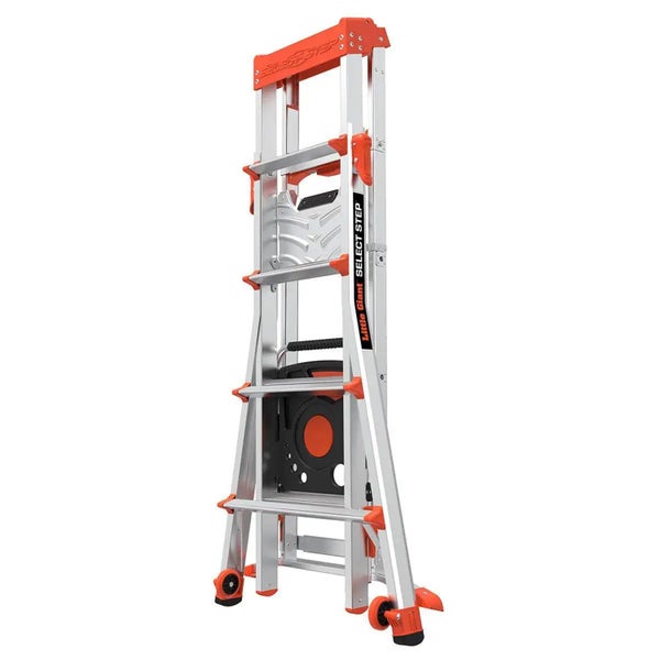 Little Giant Select Step Multifunktionsleiter aus Aluminium mit Rollen und Sicherheitsplattform.