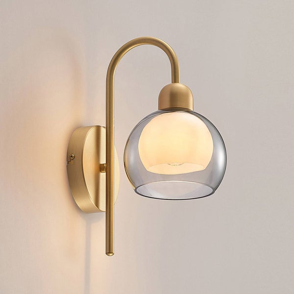 Lucande Wandleuchte, Wandlampe Innen Mylah (Retro Vintage Antik) in Gold / Messing aus Metall (1 flammig E14) - Wandstrahler Wandbeleuchtung Schlafzimmer Wohnzimmer Wohnzimmerleuchte