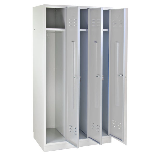 PROREGAL Garderobenschrank Ermine mit 3 Türen HxBxT 178 x 89 x 50 cm Lichtgrau Lichtgrau