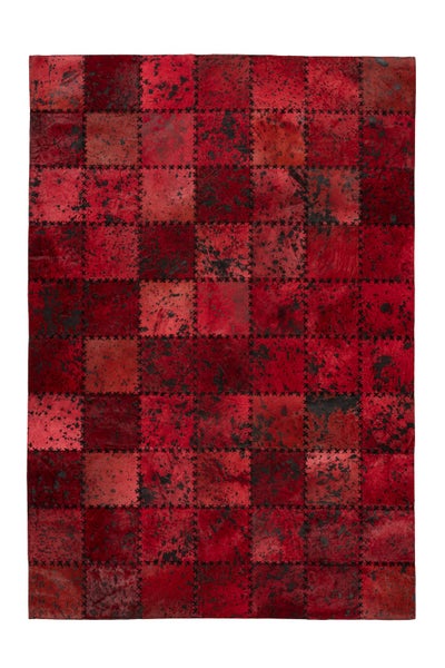 Flachflor Teppich Rosella Rot Patchwork-Design 200 x 290 cm