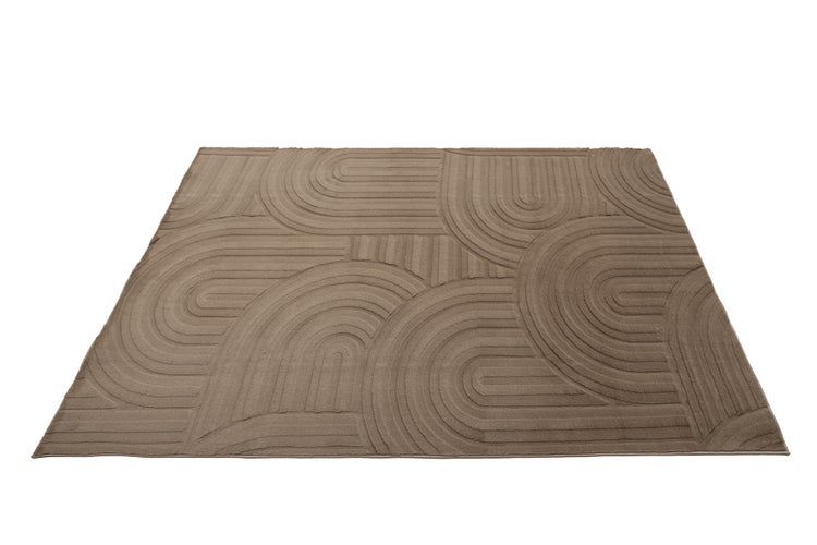 Rechteckiger Teppich mit modernem, geometrischem Linienmuster in Bogendesign für den Wohnbereich