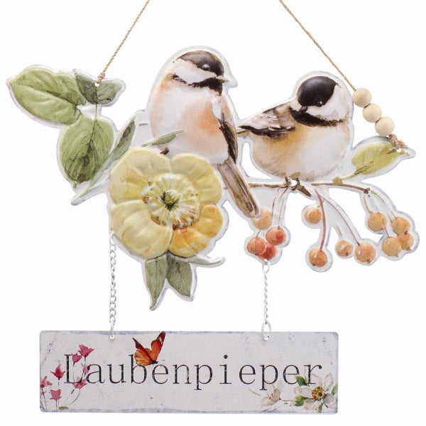 Dekoratives Gartenschild Laubenpieper mit Vogelmotiv