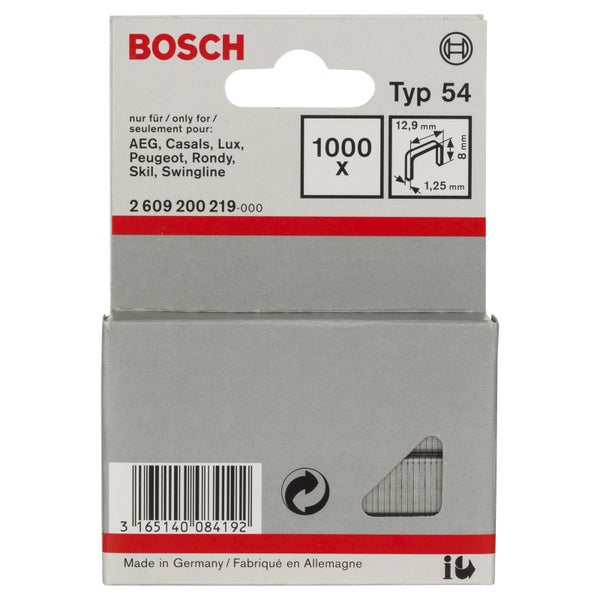 Bosch Flachdrahtklammer Typ 54, 12,9 x 1,25 x 8 mm -2609200219