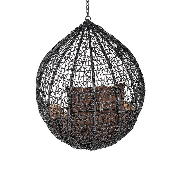 Home Deluxe - Hängesessel CIELO - Grau, nur Korb - inkl. Sitz- und Rückenkissen I Polyrattan Hängestuhl Gartenschaukel Hängekorb