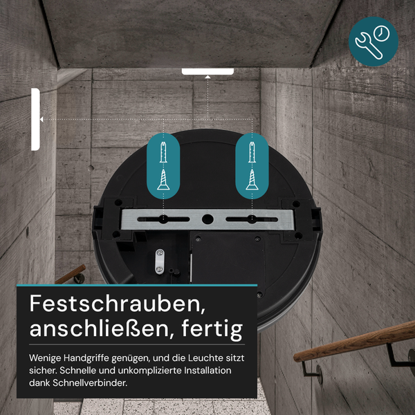 Illustration zur einfachen Montage einer Leuchte an der Decke