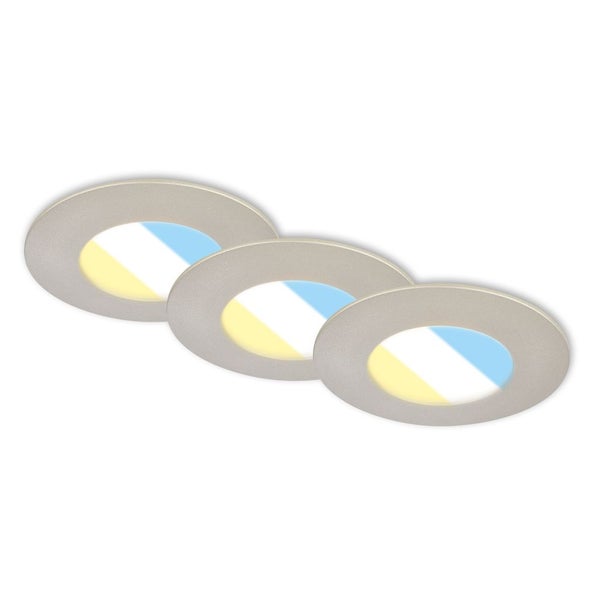CTS LED recessed spots, set of 3, matt-nickel, 3xL