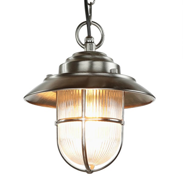 Hängelampe mit Metallschirm und geriffeltem Glas