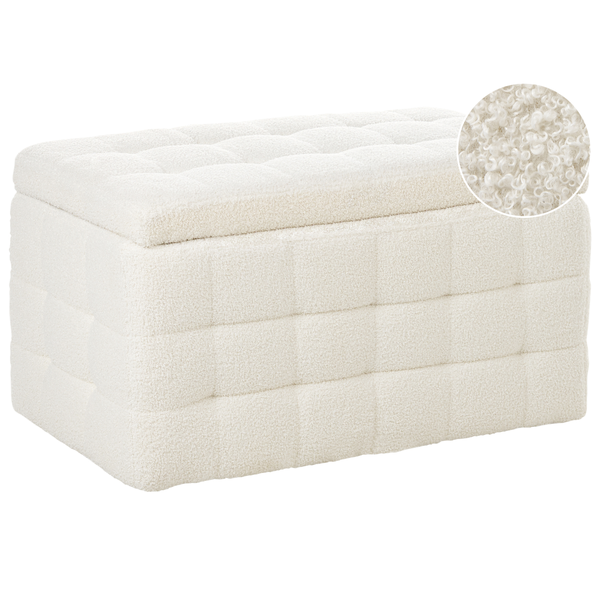 Gepolsterte Aufbewahrungsbox mit Knöpfen und Stoffmuster