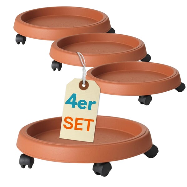 Vier Pflanzroller für den Innen- und Außenbereich