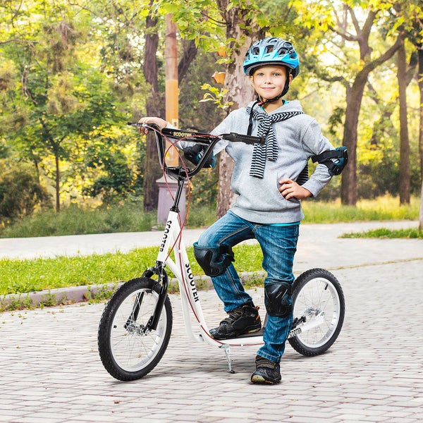 HOMCOM Kinderroller, 139L x 58B x 90-96H cm, Stahl, Aluminium, Gummi, Weiß