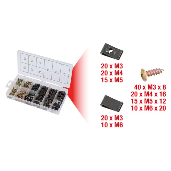 KS TOOLS Sortiment Karosseriemuttern & Schrauben 170tlg. - 970.0530