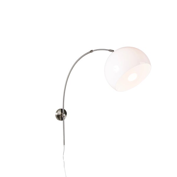 Wandleuchte mit gebogenem Arm und runder Lampenschirm