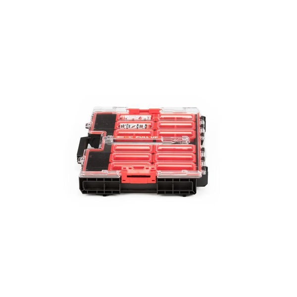 PROREGAL QBRICK Sortimentskasten One L HxBxT 53 x 53 x 7 cm 6 Liter 12 Fächer Mit Deckgriff Mit Klemmverschlüsse Schwarz
