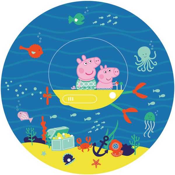 Peppa Pig Unterwasser-Szene mit U-Boot, Fischen und Schätzen