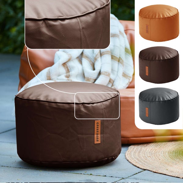 Green Bean Sitzhocker aus Kunstleder - Pouf mit EPS Perlen Füllung - 43 x 30 cm - perfekte Ergänzung zum Sitzsack - Sitzwürfel Sitzkissen Hocker Fußhocker - Dunkelbraun