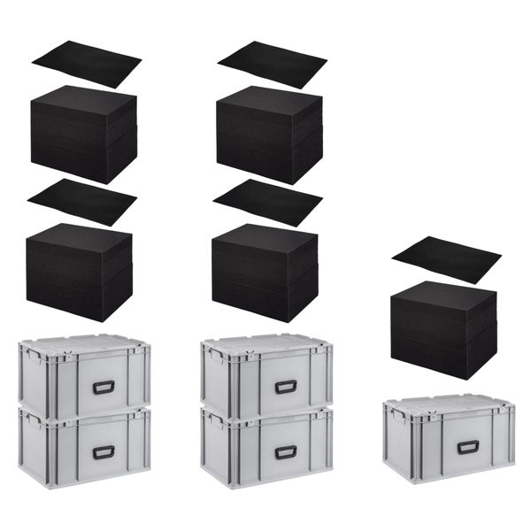 PROREGAL SparSet Eurobox 5 x NextGen Portable Mit Rasterschaumstoff und Schaumstoffeinlage HxBxT 33,5 x 40 x 60 cm 65 Liter Eurobehälter Transportbox