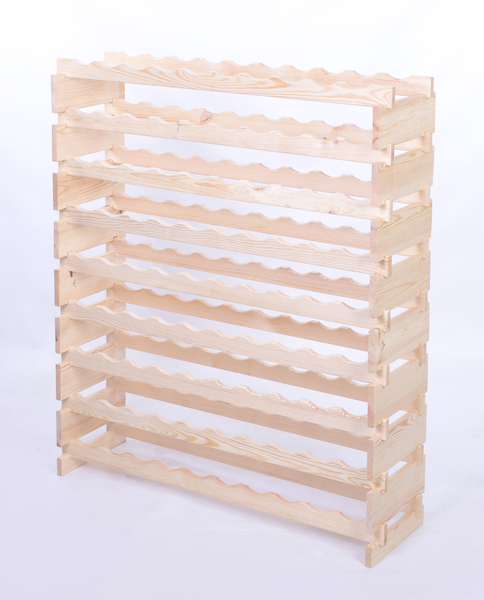 Weinregal VINOTECA FLEX PRO HxBxT 121x103x28cm 90 Flaschen auf 9 Ebene Massives Kiefernholz Natur unbehandelt