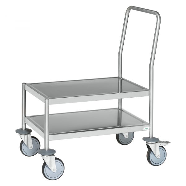 Servierwagen mit zwei Ablageflächen und Rollen