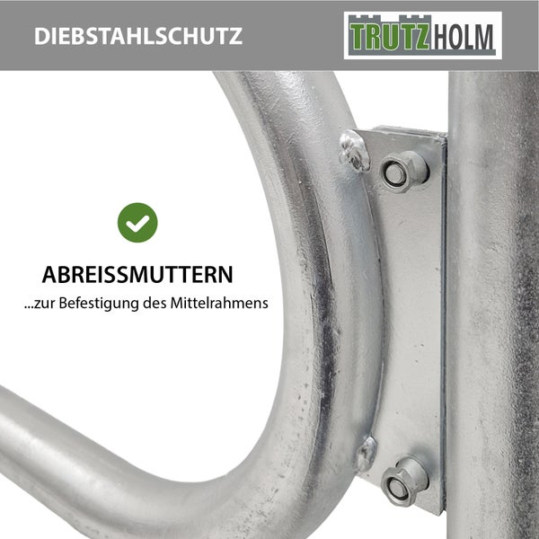 2x Fahrradanlehnbügel 115 x 124 cm Stahl feuerverzinkt Ø 60 mm Einbetonieren Fahrradständer grau     Typ O