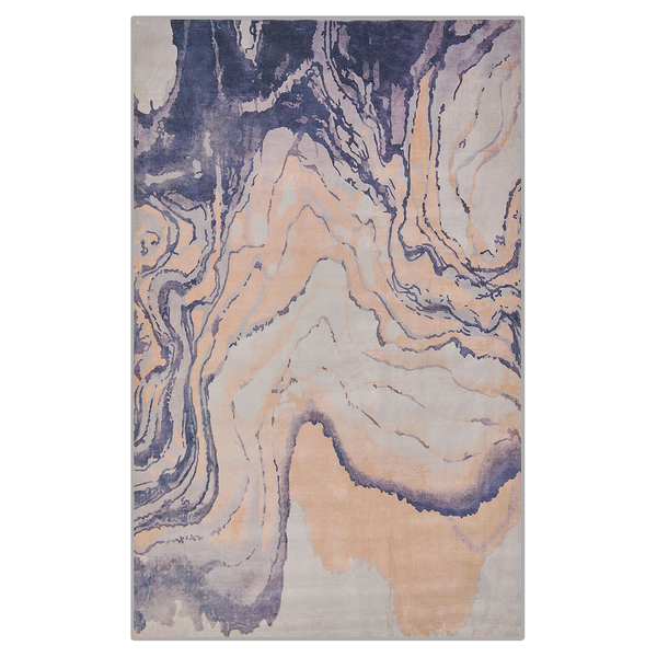 Teppich beige-blau 140 x 200 cm Kurzflor GEBZE