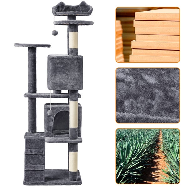 Katzenkratzbaum mit mehreren Ebenen, Katzenhaus und Kratzstämmen