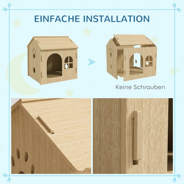 Holzhaus für Haustiere mit einfacher Installation ohne Schrauben